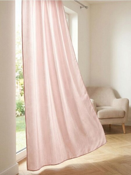 Sinsay - Zsákvászon függöny szalaggal jacquard mintával - pasztellpink