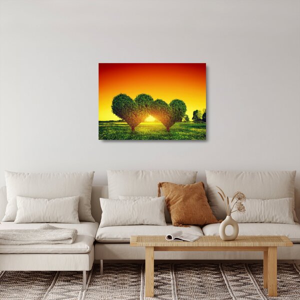 Kép - szív a fák tetején (üvegen) (70x50 cm)