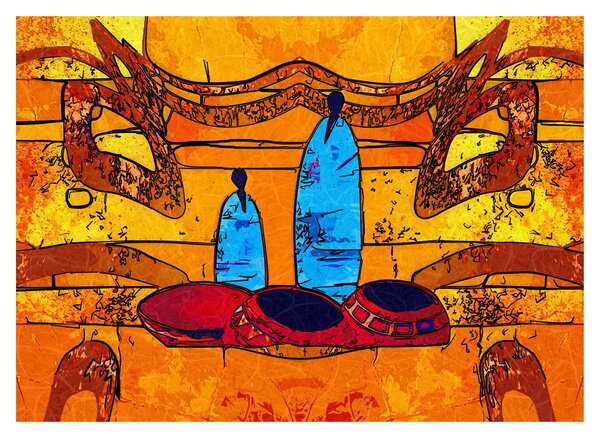 Kép - Ősi festészet (üvegen) (70x50 cm)