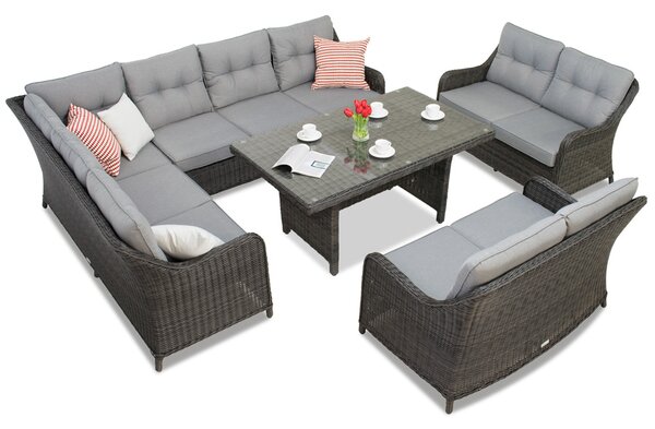 Garden Point Toledo Comida 9 antracit kültéri bútorok sarokgarnitúrával