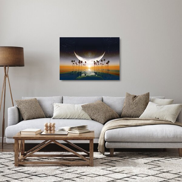 Kép - Hold a pálmafák felett (üvegen) (70x50 cm)