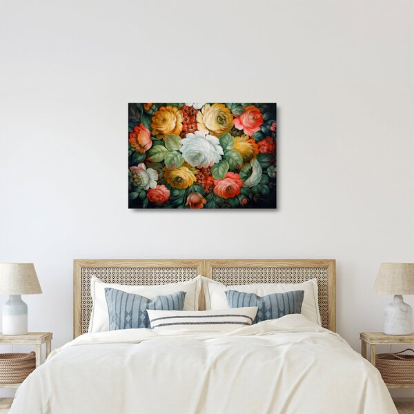 A festett virágcsokor képe (üvegen) (70x50 cm)