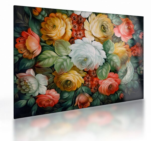 A festett virágcsokor képe (üvegen) (70x50 cm)