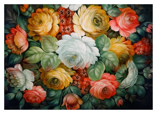 A festett virágcsokor képe (üvegen) (70x50 cm)
