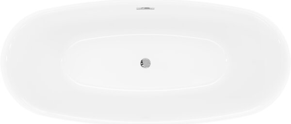 Mexen Luvo Slim, szabadon álló kád 170 × 75 cm, fényes fehér, króm túlfolyó, 52801707500-01