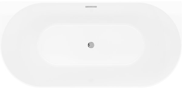 Mexen Oval Slim, szabadon álló, falhoz szerelhető kád, 170 x 80 cm, fehér-fekete, króm túlfolyóval, 52661708075-01
