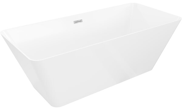 Mexen Velo Slim, szabadon álló kád 170 × 75 cm, fényes fehér, króm túlfolyó, 52811707500-01