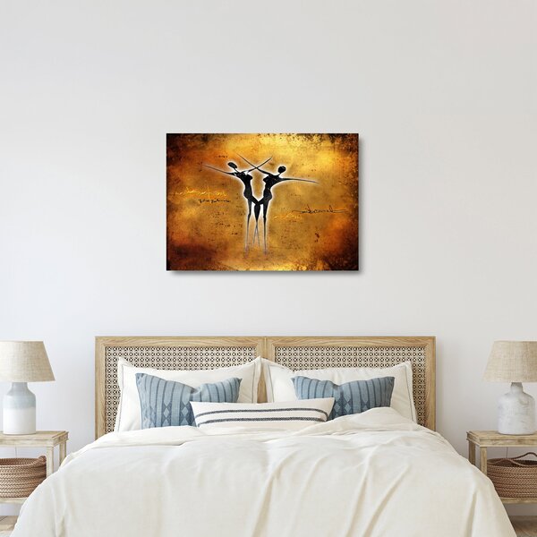 Festmény képe egy táncoló párról (üvegen) (70x50 cm)