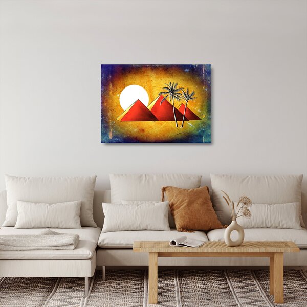 Festett egyiptomi piramisok képe (üvegen) (70x50 cm)