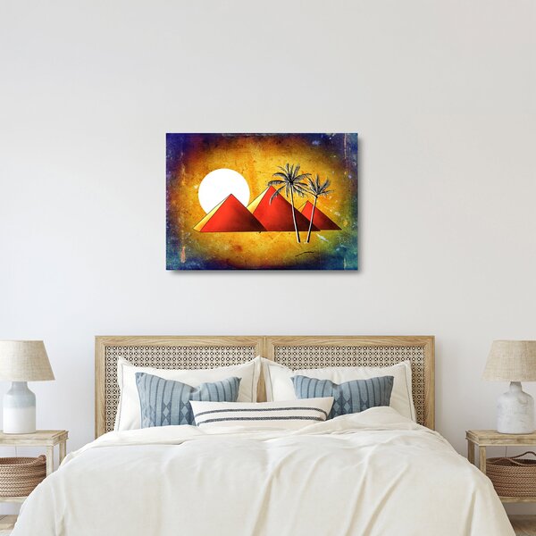 Festett egyiptomi piramisok képe (üvegen) (70x50 cm)