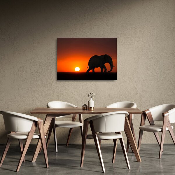 Elefánt képe naplementekor (üvegen) (70x50 cm)