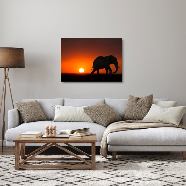 Elefánt képe naplementekor (üvegen) (70x50 cm)