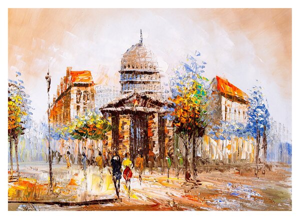 Kép - Festett városi emlékmű (üvegen) (70x50 cm)