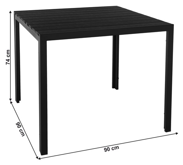 KONDELA Kerti asztal, 90 cm, fekete, ABELO