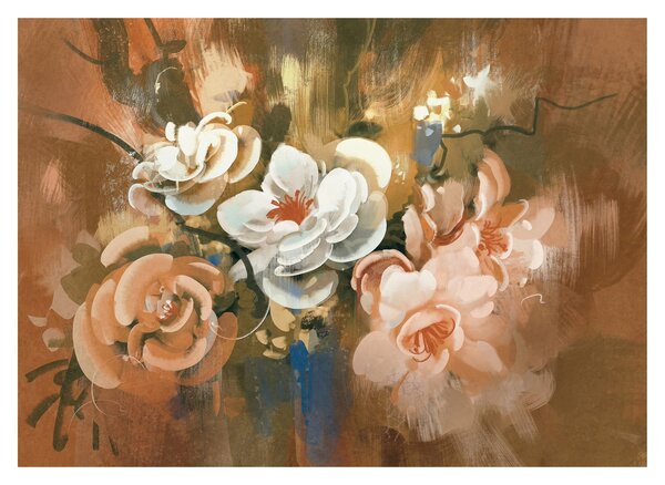 Kép - Festett csokor virág (üvegen) (70x50 cm)