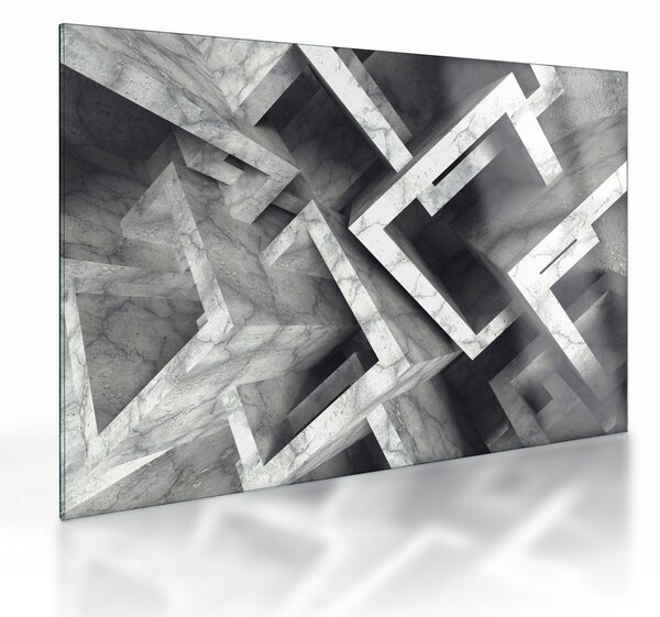 Absztrakt kép kocka (üvegen) (70x50 cm)