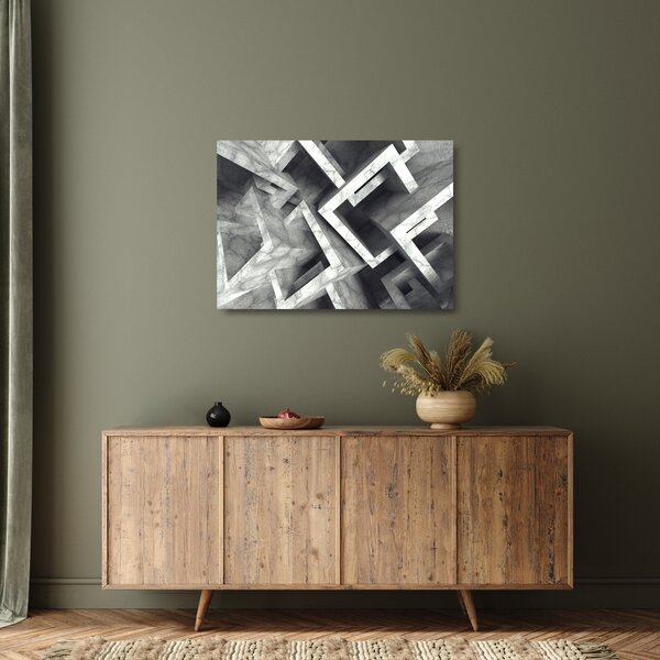 Absztrakt kép kocka (üvegen) (70x50 cm)