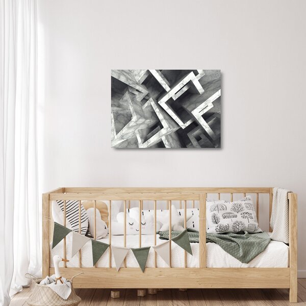 Absztrakt kép kocka (üvegen) (70x50 cm)