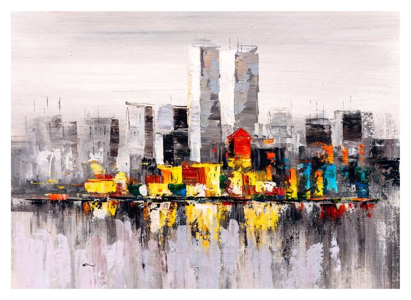 Kép - A nagyváros festménye (üvegen) (70x50 cm)