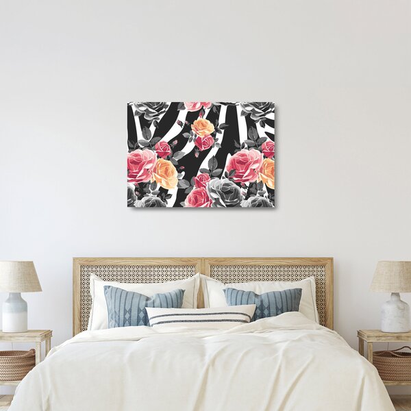 Virágzó rózsák képe (üvegen) (70x50 cm)