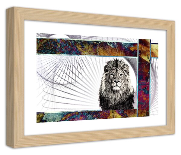 Poszter Majestic oroszlán A keret színe: Természetes, Méretek: 100 x 70 cm