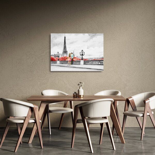 Kép - szerelmesek Párizsban (üvegen) (70x50 cm)