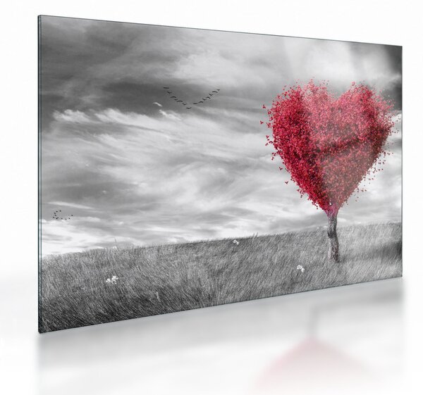 Kép - szív a fák koronájából (üvegen) (70x50 cm)
