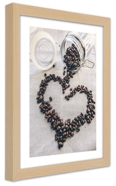 Gario Poszter Kávé szeretet A keret színe: Természetes, Méret: 20 x 30 cm