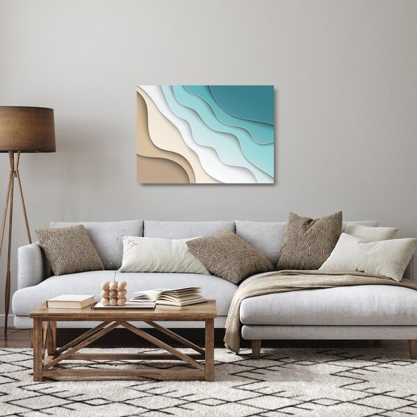 Absztrakt kép a tenger partján (üvegen) (70x50 cm)
