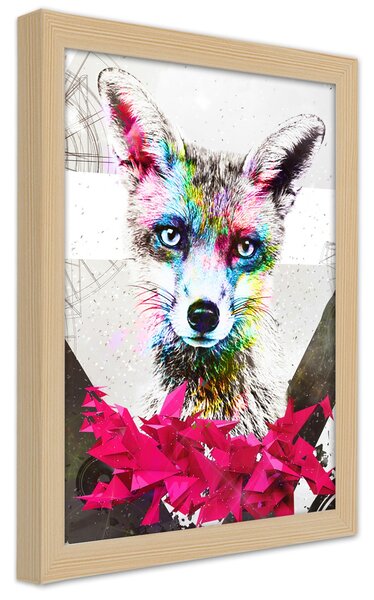 Poszter Fox és geometria A keret színe: Természetes, Méretek: 20 x 30 cm