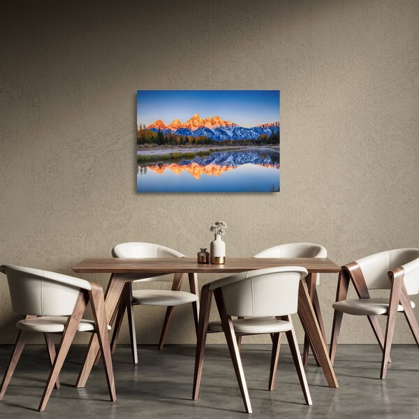 A havas hegycsúcsok képe (üvegen) (70x50 cm)