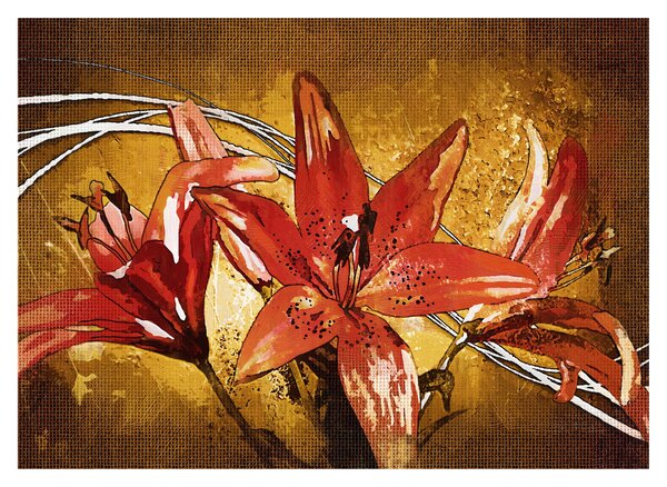 Kép a liliomvirágokról (üvegen) (70x50 cm)