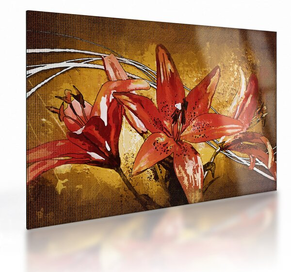 Kép a liliomvirágokról (üvegen) (70x50 cm)