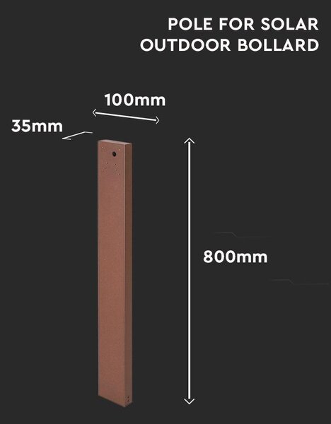 V-TAC oszlop SKU 23824 lámpához, Corten barna, 80 cm magas, alumínium - SKU 24091