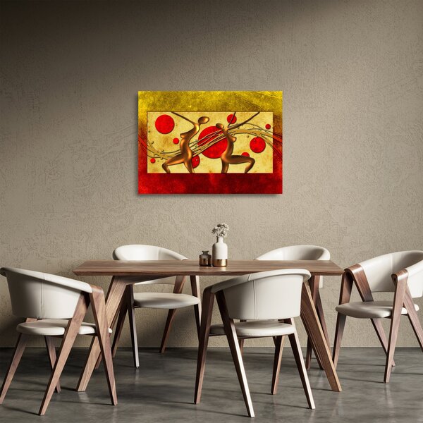 Absztrakt kép két nővel (üvegen) (70x50 cm)