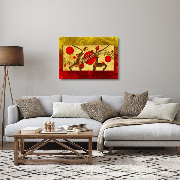 Absztrakt kép két nővel (üvegen) (70x50 cm)