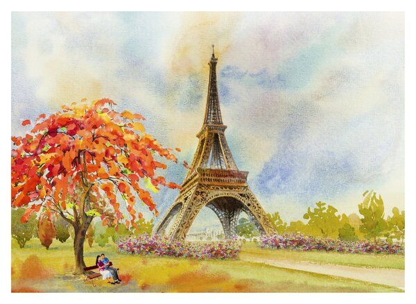 Festett kép az Eiffel-torony (üvegen) (70x50 cm)