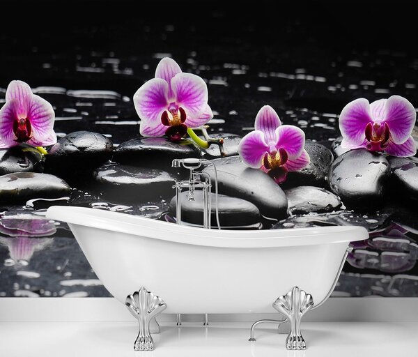 Gario Fotótapéta Zen kövek és orchideák Anyag: Vlies, Méret: 200 x 140 cm