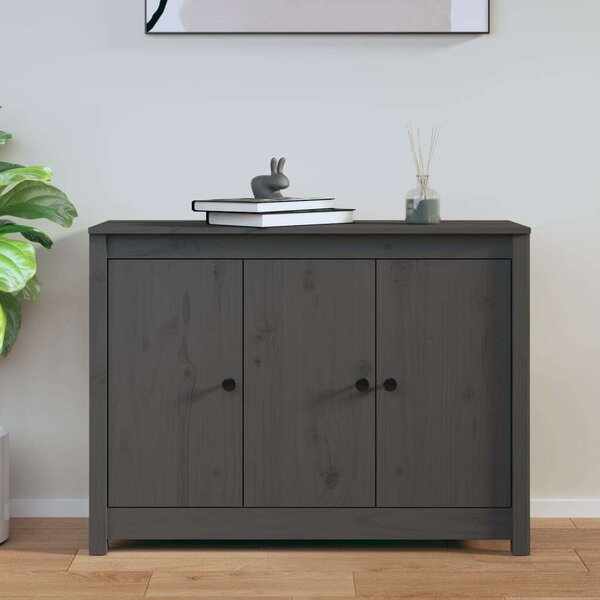 VidaXL szürke tömör fenyőfa tálalószekrény 100 x 35 x 74 cm