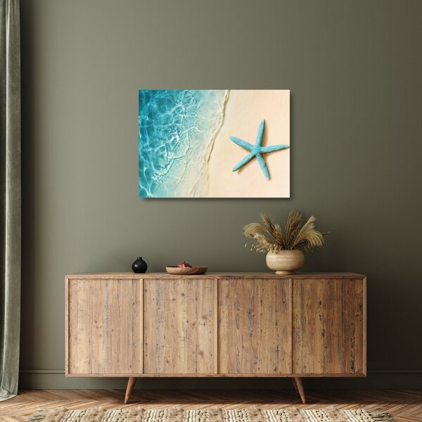 Kép - Tengeri csillag a tengerparton (üvegen) (70x50 cm)