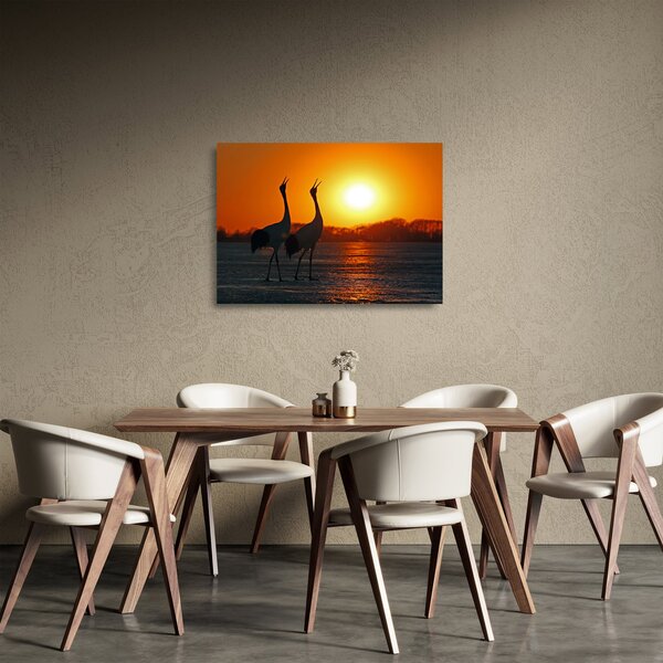 Madarak képe naplementekor (üvegen) (70x50 cm)