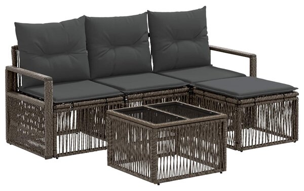 Kerti Kanapé Szett 5 pcs Szürke polirattan