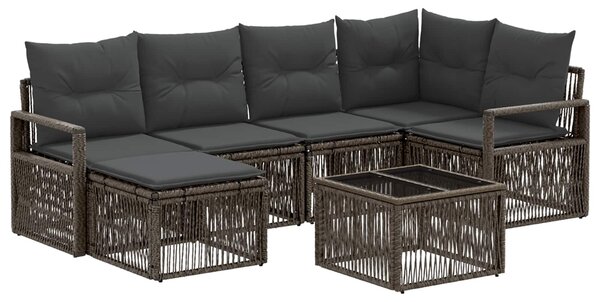 Kerti Kanapé Szett 7 pcs Szürke polirattan