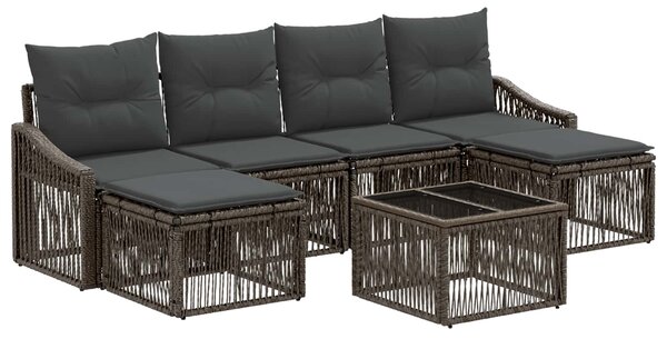 Kerti Kanapé Szett 7 pcs Szürke polirattan