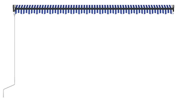 Kék és fehér szélérzékelős és LED-es napellenző 500 x 300 cm