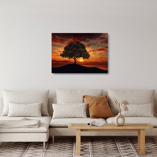 Fa képe naplementével (üvegen) (70x50 cm)