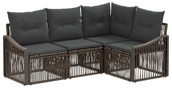 Kerti Kanapé Szett 4 pcs Szürke polirattan