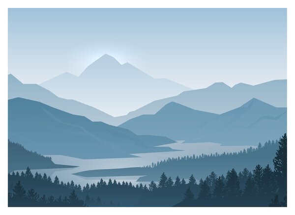 Kép - a hegyek grafikája (üvegen) (70x50 cm)