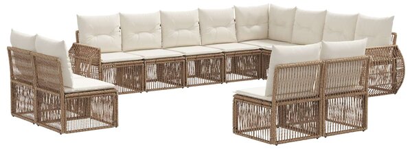 Kerti Kanapé Szett 12 pcs Beige és Krémszínű polirattan