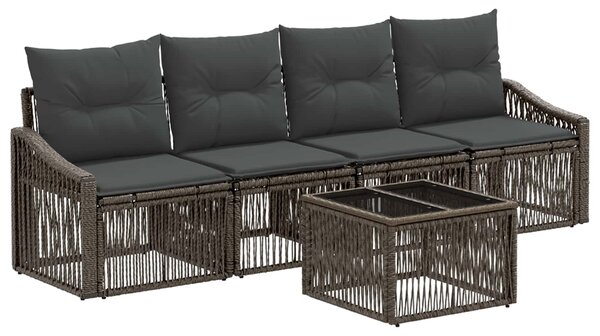 Kerti Kanapé Szett 5 pcs Szürke polirattan
